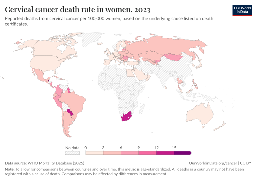 A thumbnail of the "Cervical cancer death rate in women" chart