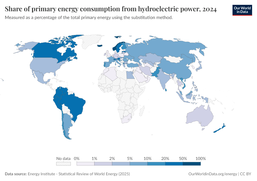 A thumbnail of the "Share of primary energy consumption from hydroelectric power" chart