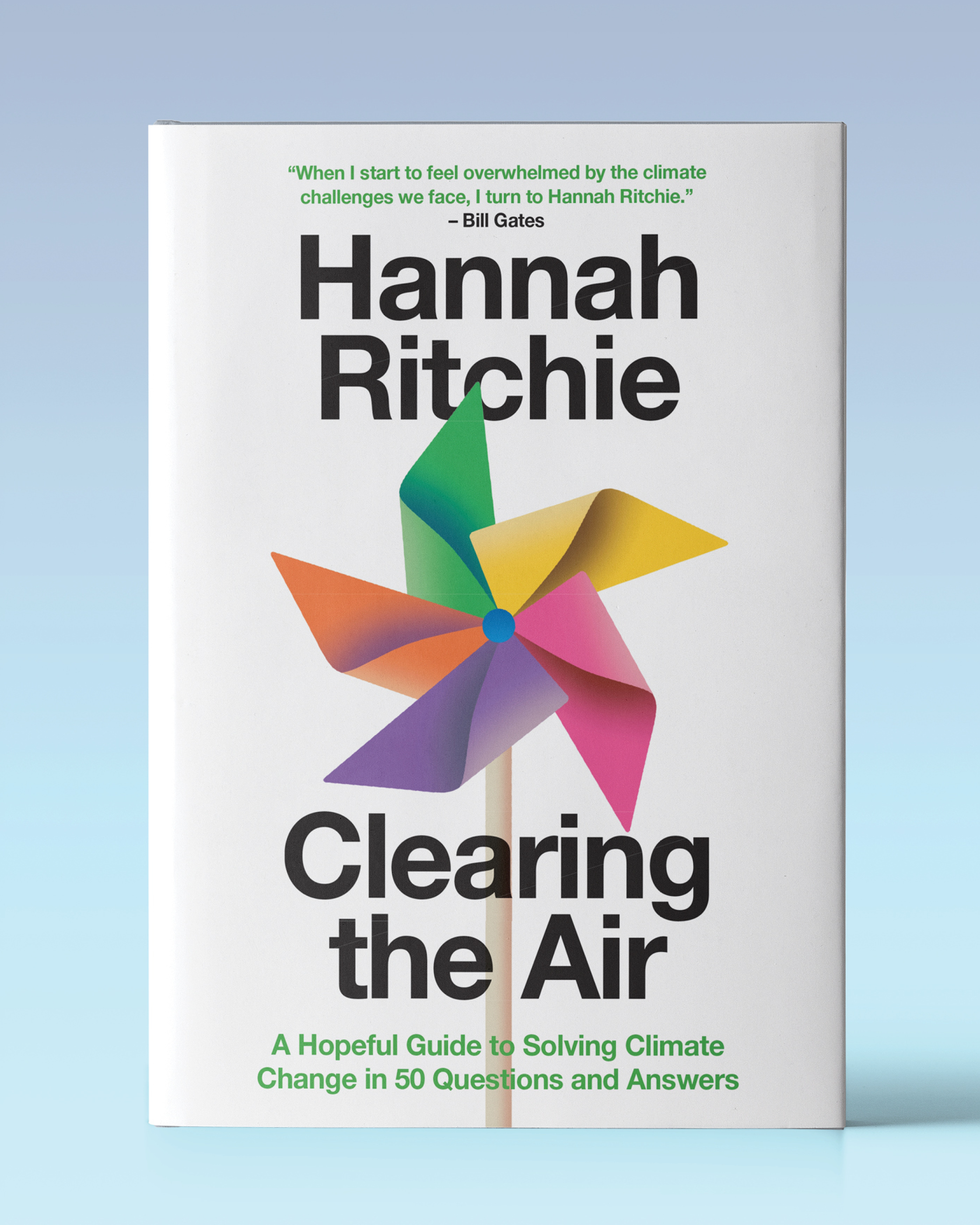 A photo of Hannah Ritchie's book "Clearing the Air" (North American edition)