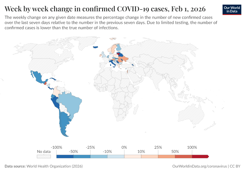 A thumbnail of the "Week by week change in confirmed COVID-19 cases" chart